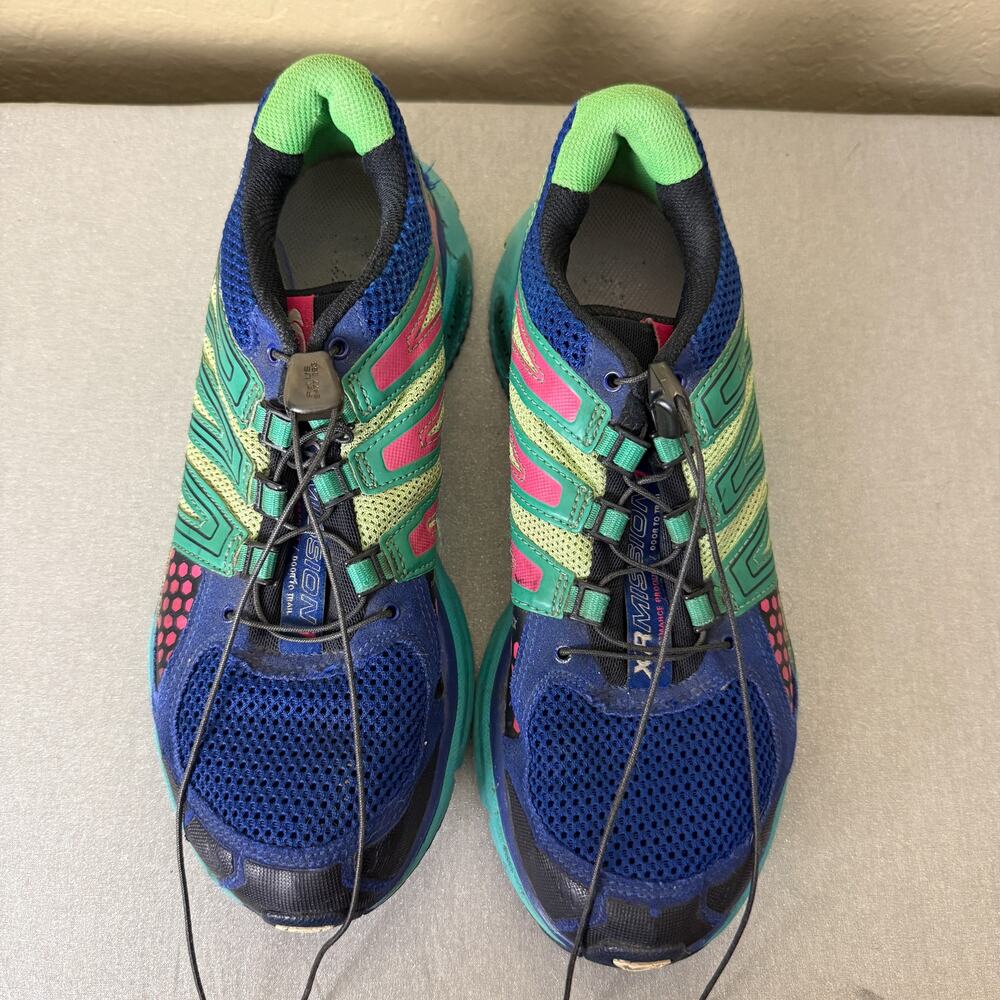 Salomon XR Mission 1 Trail Running Shoes Blue Teal Pink Contagrip Quicklace